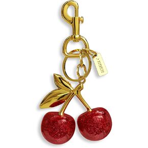 Arber Cherry Keychain for Purse - Realistic Cherry Bag Charm with Large Clasp, Cute Bag Charms Gold Stem - Versatile Bag Accessories Charms Chain, Aesthetic Red Cherry Charms for Handbags Gift & More