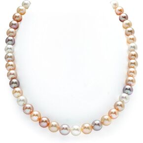 THE PEARL SOURCE 14K Gold 8-9mm AAA Quality Multicolor Freshwater Cultured Pearl Necklace for Women in 20" Matinee Length