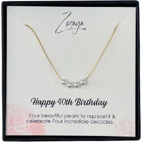 ZORAYA Pearl Gold Necklace Gift for 40 Year Old Woman Birthday, 18k Gold Plated Pearl Necklace, Elegant Gold Necklaces Gift Ideas for Mother's Day, Anniversary, or Birthday (Pearl Necklace)