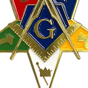 Masonic Pentagram Car Emblem | Freemason Collectible Five-Pointed Star Badge | Symbol of Freemasonry & Eastern Star for Members and Enthusiasts