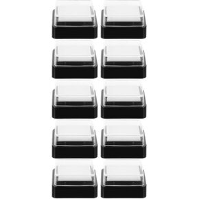 TEHAUX 10pcs Empty Blank Ink Pad, 3x3cm Blank Ink Pad Blending Sponge Ink Pad DIY Ink Stamp Pad Void Stamp Fingerprint Ink Pads Blank Finger Ink Pad Ink Refill Pad with Cover for DIY Painting