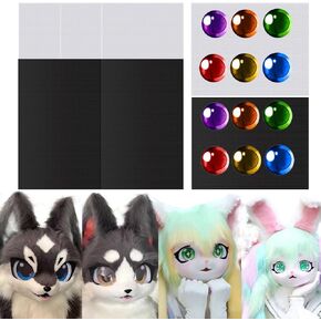 5Pcs 0.8MM Fursuit Eye Mesh to Paint, 3Pcs White&2Pcs Black Eye Mesh for Therian Mask Waterproof Printable Mesh for Furries Cosplay, Sculptures, Props, Fursuits, Craft Making