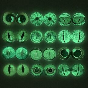 10 Pairs 20mm Glow in The Dark Glass Lizard Eyes Round Dome Glass Cabochons Flatback for DIY Craft Clay Animal Gecko Eyes