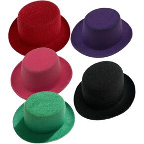 5Pcs mini top hat doll hats for party pilgrim hat puppy hat colorful doll craft adorable doll hats witch hats bulk mini party hats art crafts DIY mini hat decorate fabric miniature