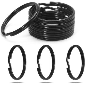 Waziaqoc 50PCS Split Rings, 15mm/0.59 Inch Round Ring Key Chain Rings Small Jump Rings for Hanging Keys DIY Crafts, Black