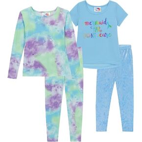 BTween 4-Piece Girls' Sleepwear, Girls Pajamas with Long and Short Sleeve Shirts
