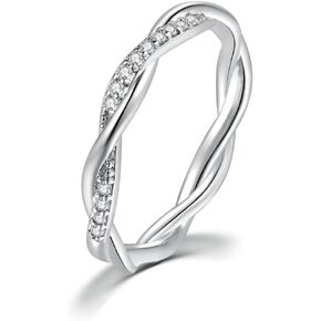Women's Fashion New Diamond Set Twist Ring Couple Ring Stack Twisted Ring Cubic Zirconia Diamond Ring Wedding Party Women Jewelry Size 7