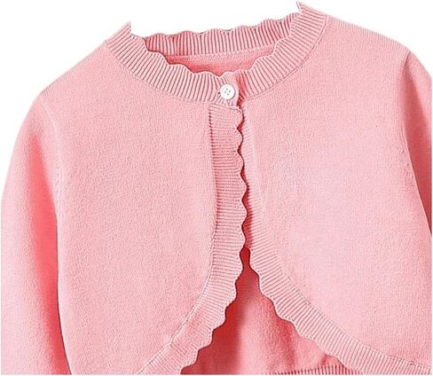 Floerns Toddler Girl's Long Sleeve Scallop Trim Jackets Sweaters Crop Cardigans in Saudi Arabia