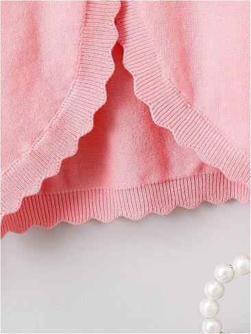 Floerns Toddler Girl's Long Sleeve Scallop Trim Jackets Sweaters Crop Cardigans in Saudi Arabia