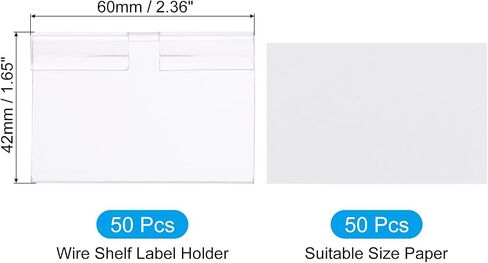 PATIKIL 50 Pcs Wire Shelf Label Holder, Plastic Storage Bins Clip Merchandise Sign Display Holder Label Holders for Market, Retail Shop, and Pantry(1.1x2.36 inch) in Saudi Arabia