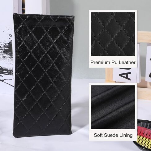 4 Pcs Squeeze Top Sunglass Pouch PU Leather Sunglass Case with 4 Pcs Cleaning Cloth Portable Sunglasses Pouch Soft Eyeglass Case for Women & Men in Saudi Arabia