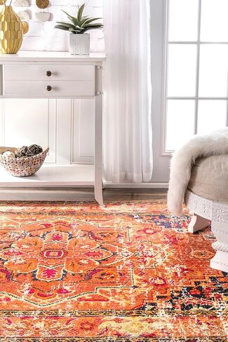 سجادة منطقة nuLOOM Vintage Mackenzie، مقاس 7 أقدام و10 بوصات مربعة، وردي بنفسجي in Kuwait