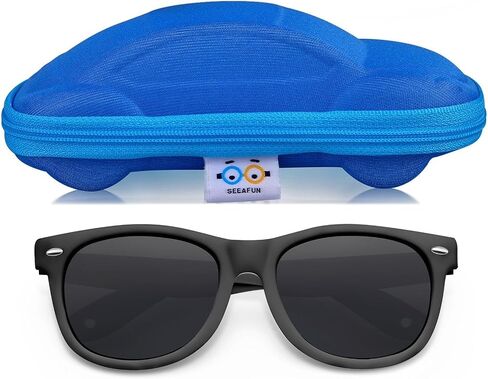 Kids Sunglasses with Cute Car Case Polarized Flexible UV400 for Boys Girls Age 3-10 in Saudi Arabia
