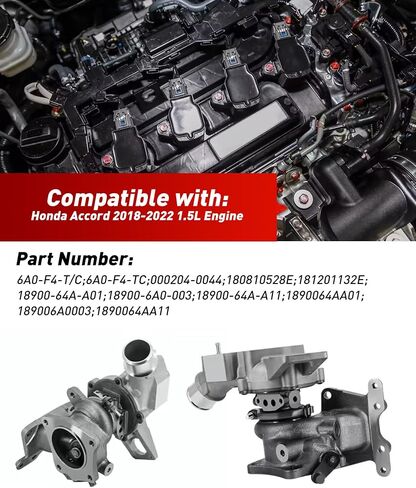 18900-6A0-003 Turbocharger for Honda Accord 1.5L 2018-2022, for Honda Civic 1.5L 2022-2024, for Acura Integra 1.5L 2023-2024 Turbo Charger 18900-64A-A01 6A0-F4-T/C 180810528E 181201132E in Saudi Arabia