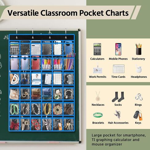 PAULONE Numbered Classroom Pocket Chart, Cell Phone Calculator Holder for Classroom Storage, Small Items Miscellaneous Closet Organiser, Wall Door Hanging Organiser-36 Pockets (White) in Saudi Arabia