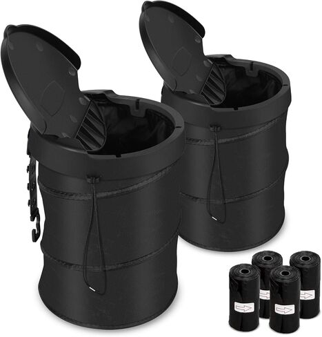 Car Trash Can, 2 Packs Pop up Collapsible Car Trash Bin with Lid, Car Garbage Can for Back Seat Front Seat, Portable Car Trash Bag with Hanging Hook, Vehicle Truck SUV Trash Can in Saudi Arabia