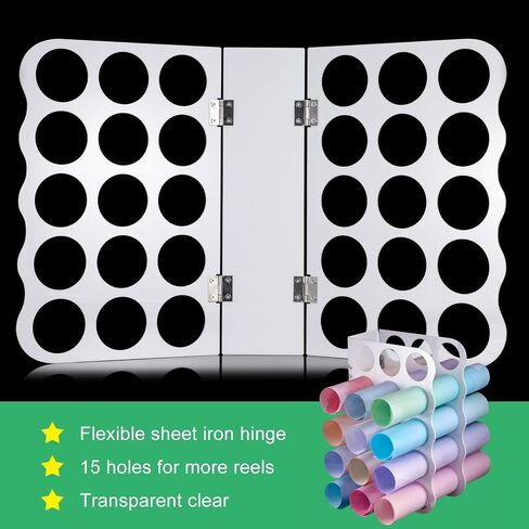 15-Holes Vinyl Storage Rack Acrylic Storage Organizer Multiple Large Holes Display Stand for Vinyl Rolls and More (12 Inch x 7.8 Inch, Aperture 2 Inch) (White) in Saudi Arabia