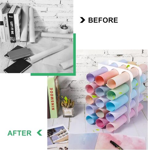 15-Holes Vinyl Storage Rack Acrylic Storage Organizer Multiple Large Holes Display Stand for Vinyl Rolls and More (12 Inch x 7.8 Inch, Aperture 2 Inch) (White) in Saudi Arabia