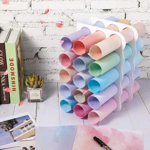 15-Holes Vinyl Storage Rack Acrylic Storage Organizer Multiple Large Holes Display Stand for Vinyl Rolls and More (12 Inch x 7.8 Inch, Aperture 2 Inch) (White) in Saudi Arabia