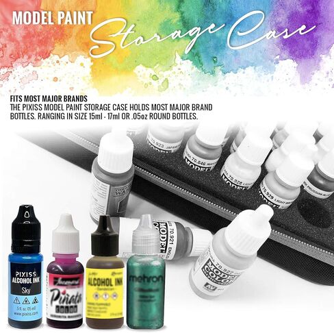 Pixiss Model Paint Storage Case Acrylic Paint Organizer Holder Tray Works with Round Top Hobby Paint Brands, Paint Rack or Paint Holder 60 Slots with 6 Fine Detail Miniatures Paint Brushes in Saudi Arabia