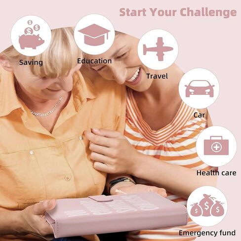 100 Envelopes Money Saving Challenge, Budget Binder with Cash Envelopes Easy and Fun Way to Save $5050, Savings Challenges Book with Envelopes for Office,Home,School (Pink) in Saudi Arabia