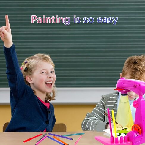 لعبة رسم إسقاط للأطفال، جهاز عرض رسم للأطفال مع 32 نمطًا كرتونيًا و12 فرشاة لون، حجم نمط رسم قابل للتعديل، جهاز عرض ذكي للأطفال، تعلم الرسم والرسم in Kuwait