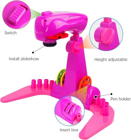 لعبة رسم إسقاط للأطفال، جهاز عرض رسم للأطفال مع 32 نمطًا كرتونيًا و12 فرشاة لون، حجم نمط رسم قابل للتعديل، جهاز عرض ذكي للأطفال، تعلم الرسم والرسم in Kuwait
