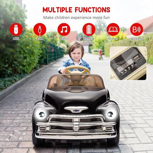 12V Kids Ride On Car, Licensed Chevrolet 3100 Pickup Battery Powered Electric Vehicle with Remote Control, Spring Suspension, Led Light and Music for Toddler Boys Girls 3-8 in Kuwait