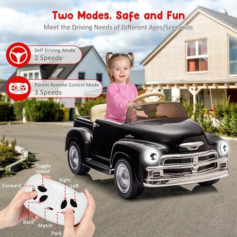 12V Kids Ride On Car, Licensed Chevrolet 3100 Pickup Battery Powered Electric Vehicle with Remote Control, Spring Suspension, Led Light and Music for Toddler Boys Girls 3-8 in Kuwait