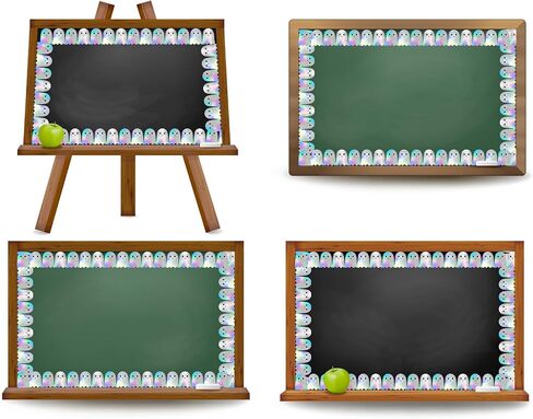 Whaline 65.6 Ft Halloween Ghost Bulletin Board Border Holographic Ghost Die Cut Trim Border Roll for Halloween Classroom Chalkboard Decor in Saudi Arabia