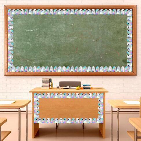 Whaline 65.6 Ft Halloween Ghost Bulletin Board Border Holographic Ghost Die Cut Trim Border Roll for Halloween Classroom Chalkboard Decor in Saudi Arabia