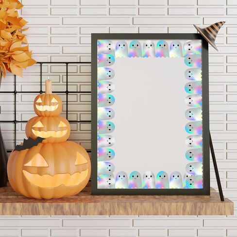 Whaline 65.6 Ft Halloween Ghost Bulletin Board Border Holographic Ghost Die Cut Trim Border Roll for Halloween Classroom Chalkboard Decor in Saudi Arabia