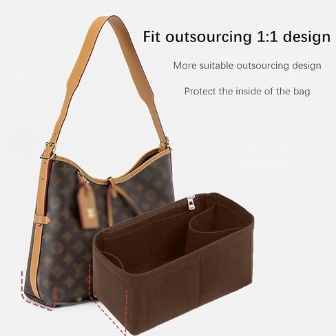 Lckaey tote Organizer Insert for Handbags&Tote Felt Bag for carryall golf cart parts bag Y076Coffee-L in Saudi Arabia