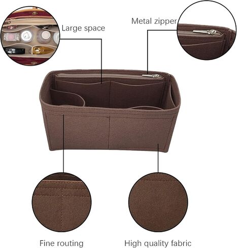 Lckaey tote Organizer Insert for Handbags&Tote Felt Bag for carryall golf cart parts bag Y076Coffee-L in Saudi Arabia