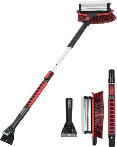 SEG Direct 39" Extendable Snow Brush with Squeegee Ice Scraper Telescoping Foam Grip for Car Truck SUV MPV Light Weight Anti-Freeze Extreme Durability Black and Blue in Kuwait