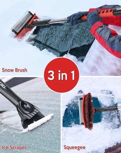 SEG Direct 39" Extendable Snow Brush with Squeegee Ice Scraper Telescoping Foam Grip for Car Truck SUV MPV Light Weight Anti-Freeze Extreme Durability Black and Blue in Kuwait