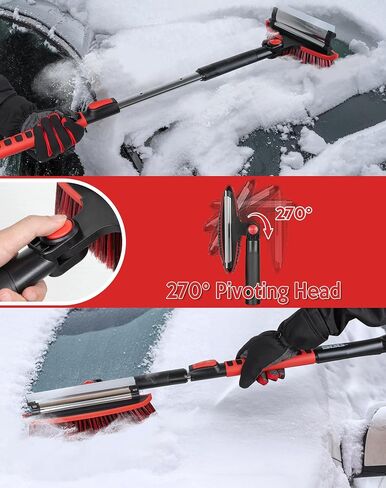 SEG Direct 39" Extendable Snow Brush with Squeegee Ice Scraper Telescoping Foam Grip for Car Truck SUV MPV Light Weight Anti-Freeze Extreme Durability Black and Blue in Kuwait