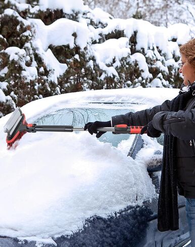 SEG Direct 39" Extendable Snow Brush with Squeegee Ice Scraper Telescoping Foam Grip for Car Truck SUV MPV Light Weight Anti-Freeze Extreme Durability Black and Blue in Kuwait