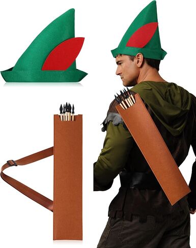 Panitay 2 قطعة من إكسسوارات زي الهالوين، قبعة لباد خضراء، قبعة مصنوعة يدويًا على الكتف الخلفي مع حزام للحفلات التنكرية، مقاس واحد يناسب الجميع للرجال والنساء البالغين in Kuwait