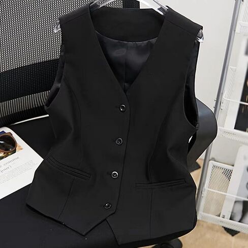 Womens Suit Vest Dressy 4 Button Down V-Neck Waistcoat Vest Economy Suit Business Blazer Jackets with Pockets in Saudi Arabia