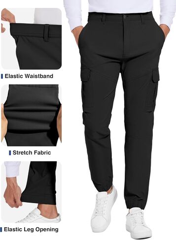 Future Flow Men's Lightweight Hiking Pants, Slim Fit Stretch Joggers, Waterproof Outdoor Pants with Pockets in Saudi Arabia