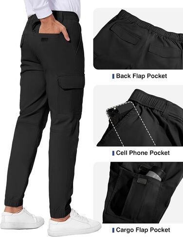 Future Flow Men's Lightweight Hiking Pants, Slim Fit Stretch Joggers, Waterproof Outdoor Pants with Pockets in Saudi Arabia