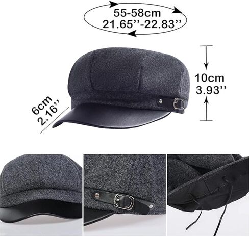 huablo]Womens Newsboy Hat Octagonal Cap Cabbie Winter hat Wool French Cap 8 Panels Beret Hats Dark Grey 9P-BTMao-02 in Kuwait