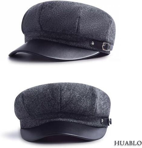 huablo]Womens Newsboy Hat Octagonal Cap Cabbie Winter hat Wool French Cap 8 Panels Beret Hats Dark Grey 9P-BTMao-02 in Kuwait