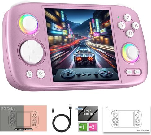 RG Cube Retro Game Console No Games Handheld Game Console Multi-Touch Screen Android 13 System Video Game Console 5200mAh Battery,High-Speed Fan,16 Million Color RGB Lighting(Gray) in Kuwait