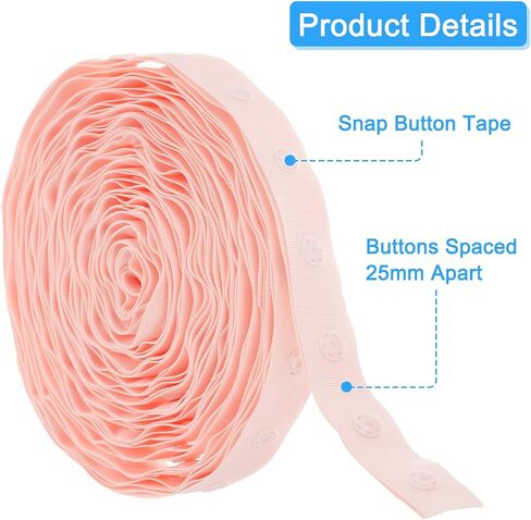 MECCANIXITY 5 Yard Snap Button Tape for Sewing, Cotton Snap Button Trim Fastener Buckles Tape for Clothes Fabric DIY Craft, Cream White in Saudi Arabia