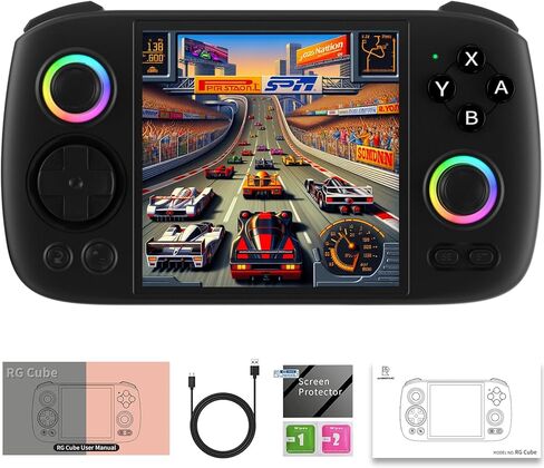 RG Cube Retro Game Console No Games Handheld Game Console Multi-Touch Screen Android 13 System Video Game Console 5200mAh Battery,High-Speed Fan,16 Million Color RGB Lighting(Gray) in Kuwait