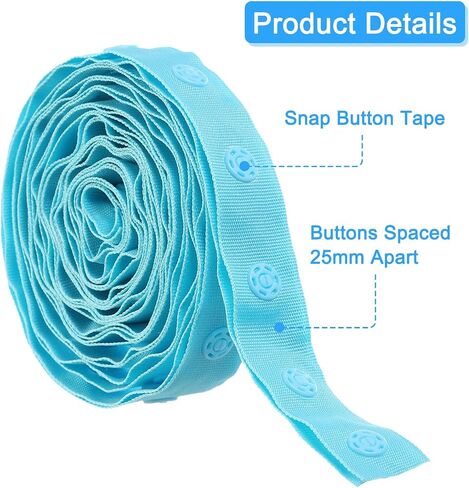 MECCANIXITY 5 Yard Snap Button Tape for Sewing, Cotton Snap Button Trim Fastener Buckles Tape for Clothes Fabric DIY Craft, Cream White in Saudi Arabia