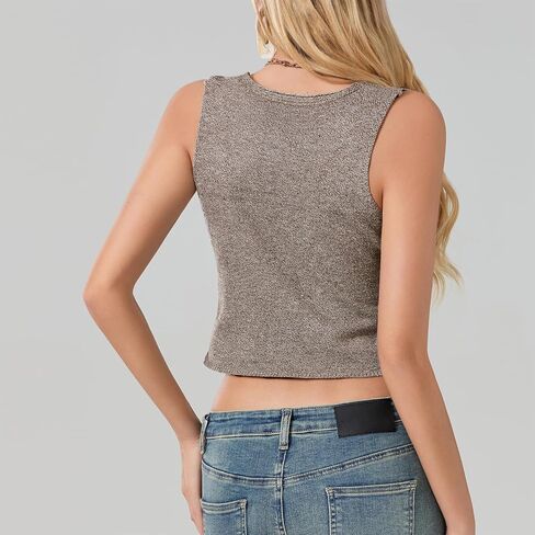 Women Tie Front Crochet Sweater Vest Top Y2k Sleeveless Knit V Neck Tops Casual Vintage Going Out Tops Streetwear in Saudi Arabia
