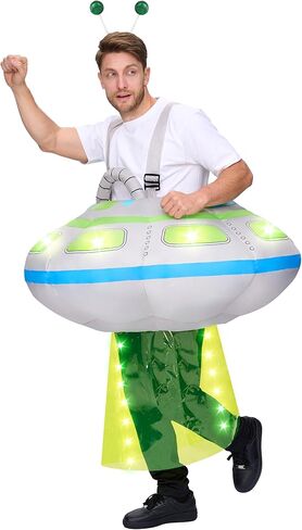 Spooktacular Creations Adults Inflatable Costumes, Light-Up Spaceship Halloween Inflatable Costume with Long Tentacles Headband, Blow-up Costumes for Halloween Cosplay Party, Themed Party in Saudi Arabia